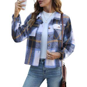 Warm and Stylish Women’s Cropped Flannel Jacket - Perfect for Autumn Outfits
